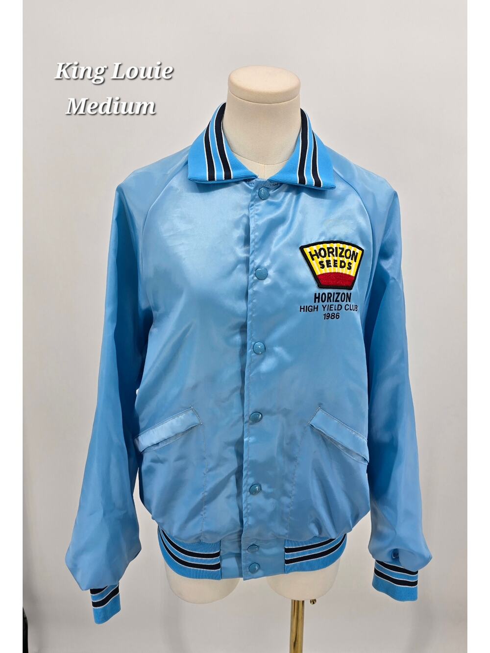 Vintage 1986 Horizon Seeds Satin Bomber Jacket – King Louie Pro Fit